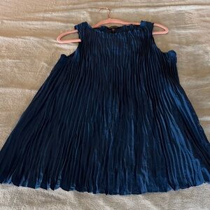 Eileen Fisher Blue Pleated/Crinkled Sleeveless Top